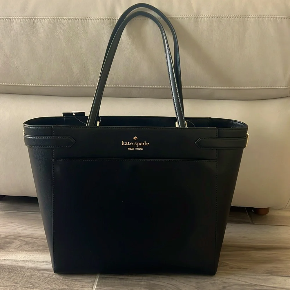Kate Spade New York Staci Large Laptop Tote Leather Handbag Black